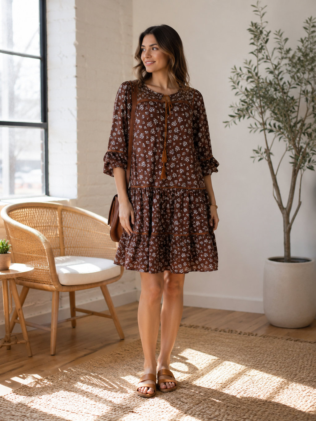 Camille Floral Tiered Midi Dress