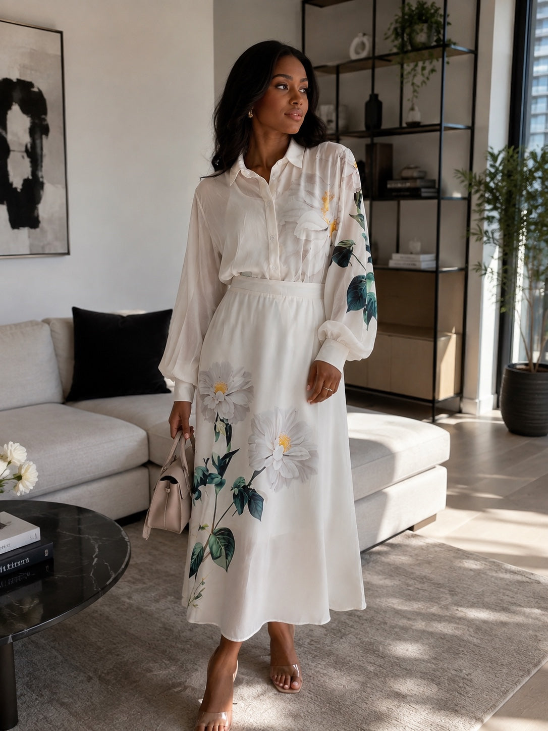 Willow Bloom Satin Midi Dress