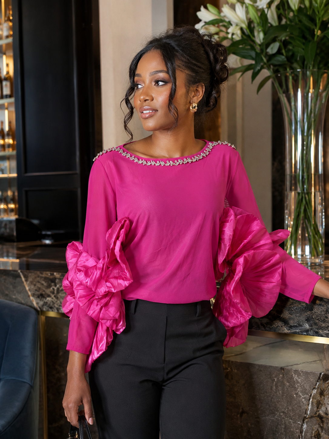 Celeste Ruffle Statement Top