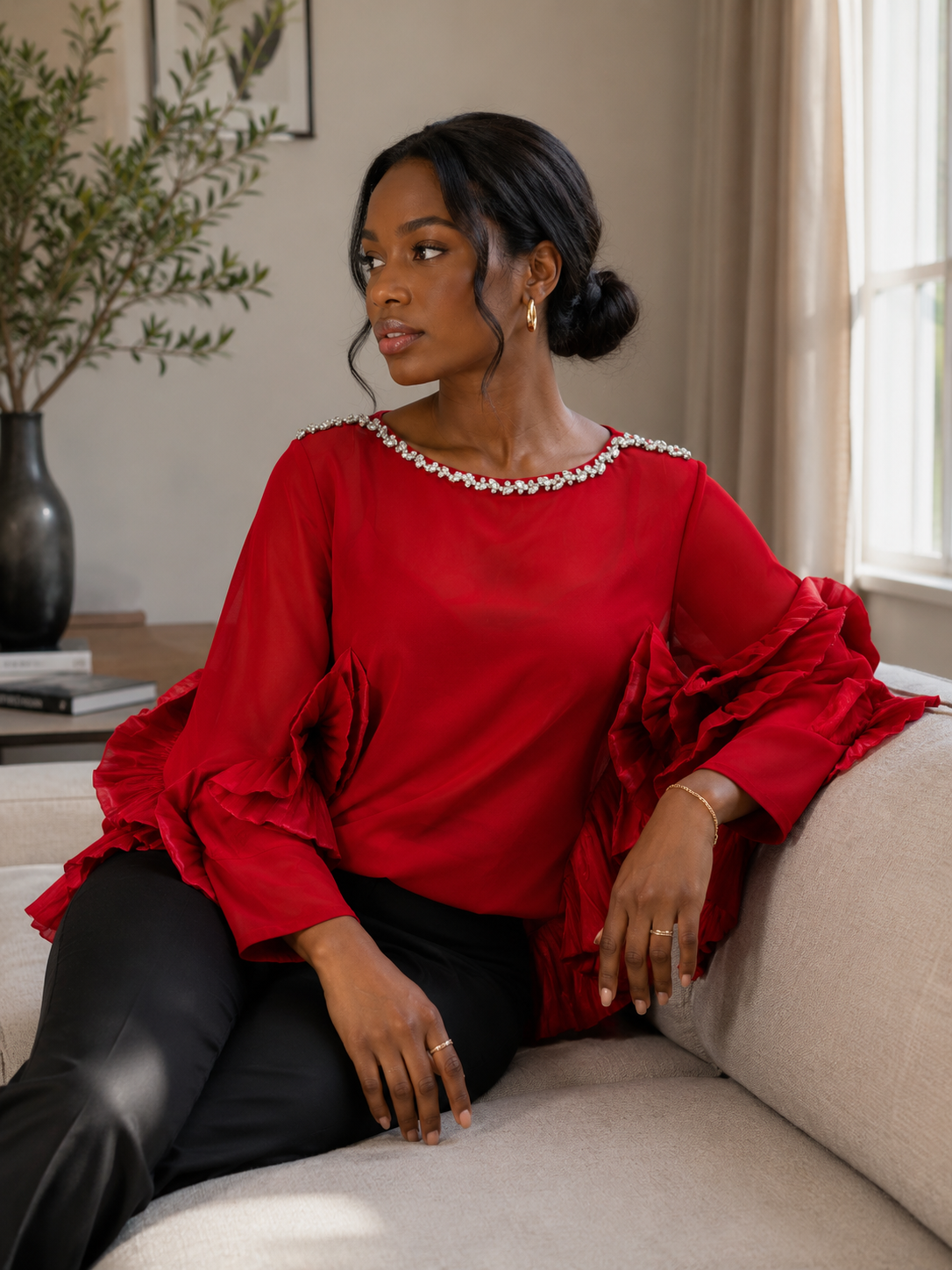Celeste Ruffle Statement Top