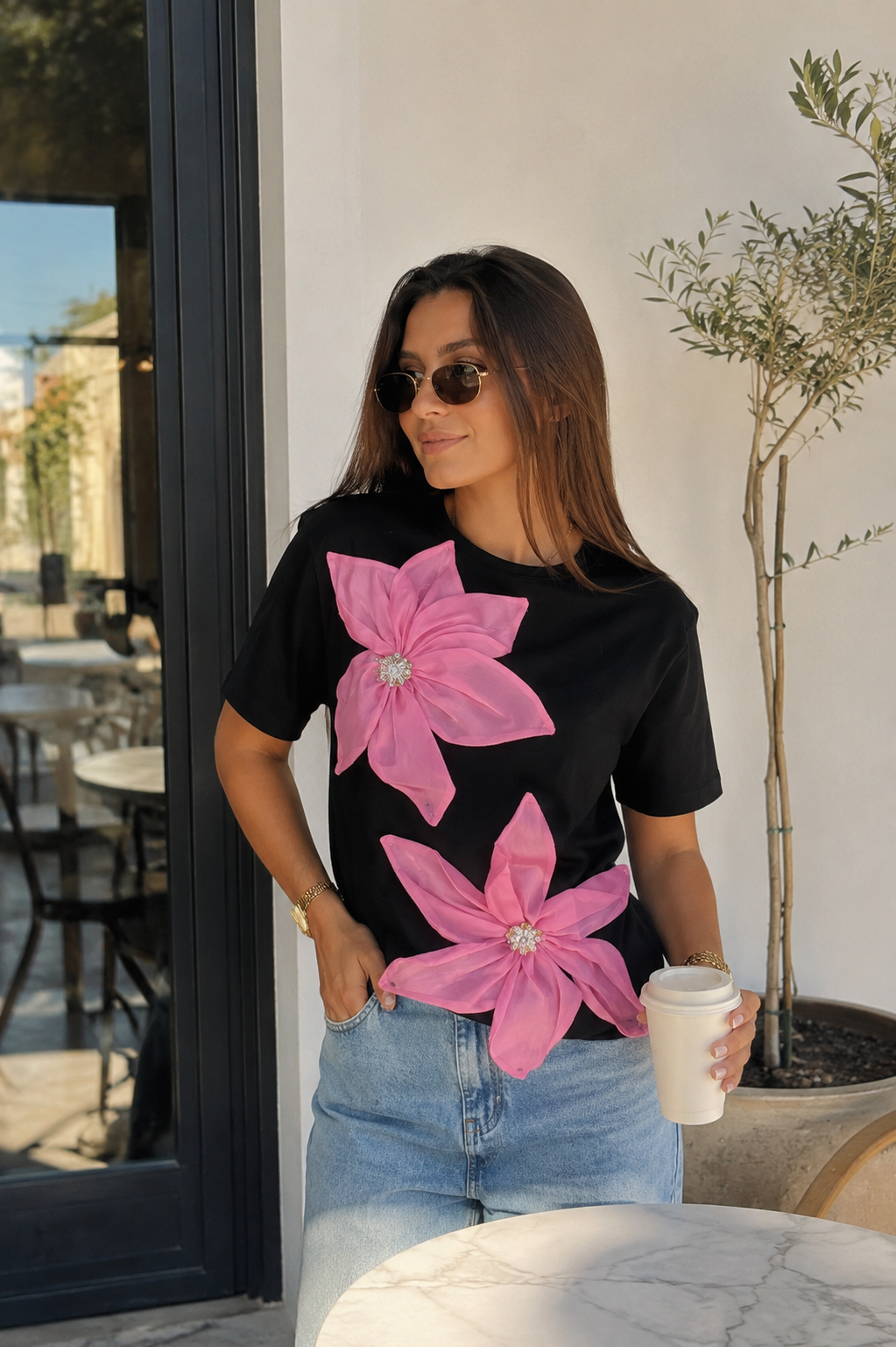 Black Floral T-Shirt