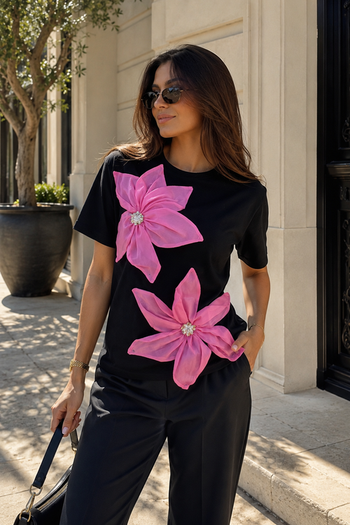 Black Floral T-Shirt