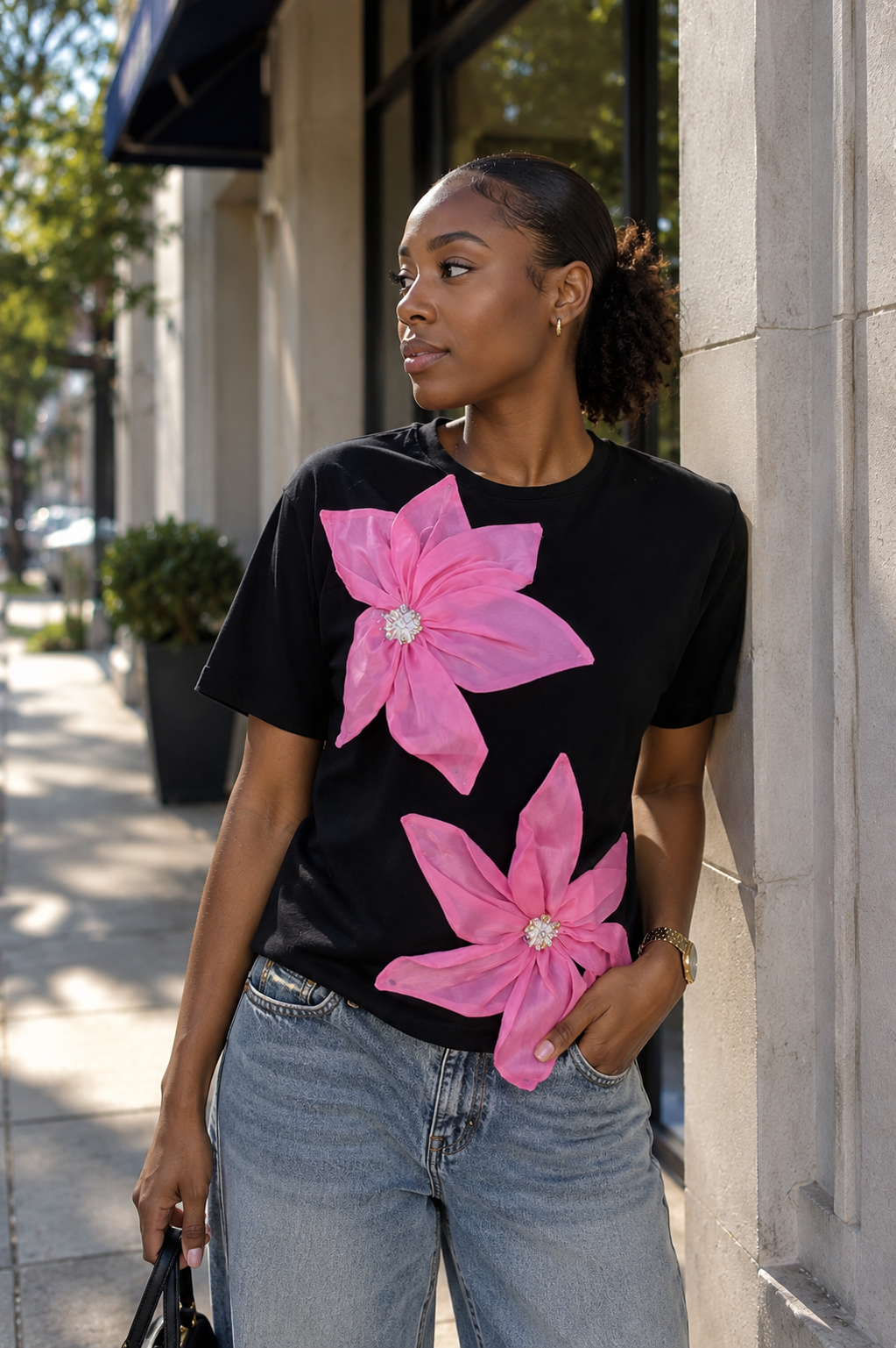 Black Floral T-Shirt