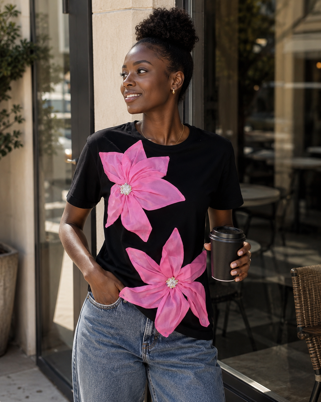 Black Floral T-Shirt