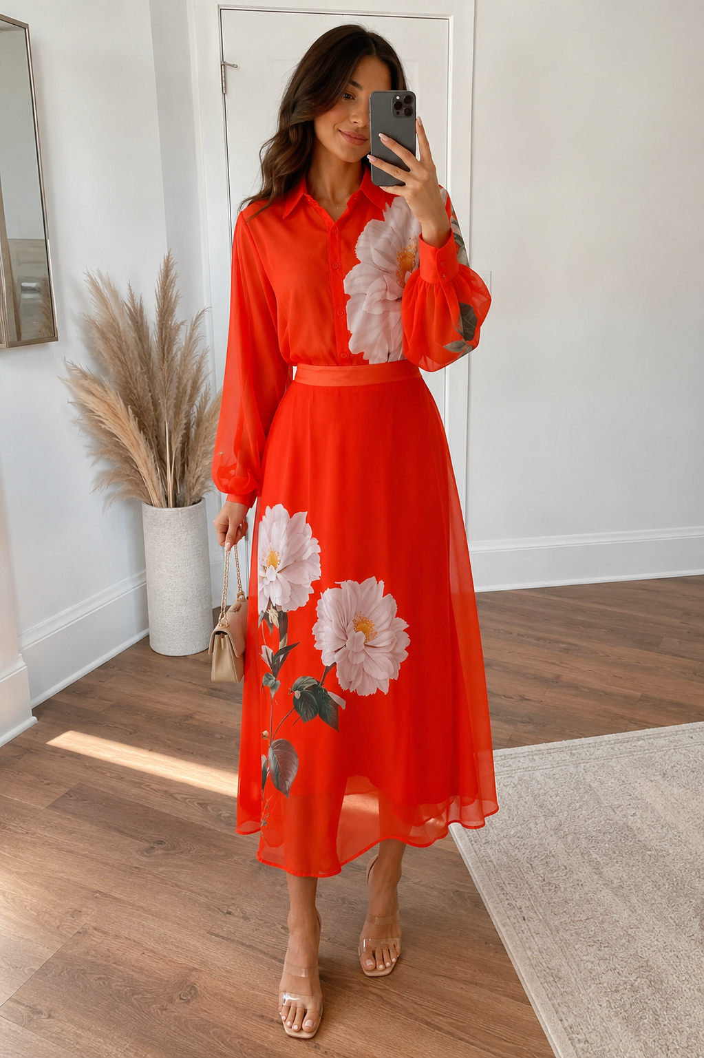 Willow Bloom Satin Midi Dress
