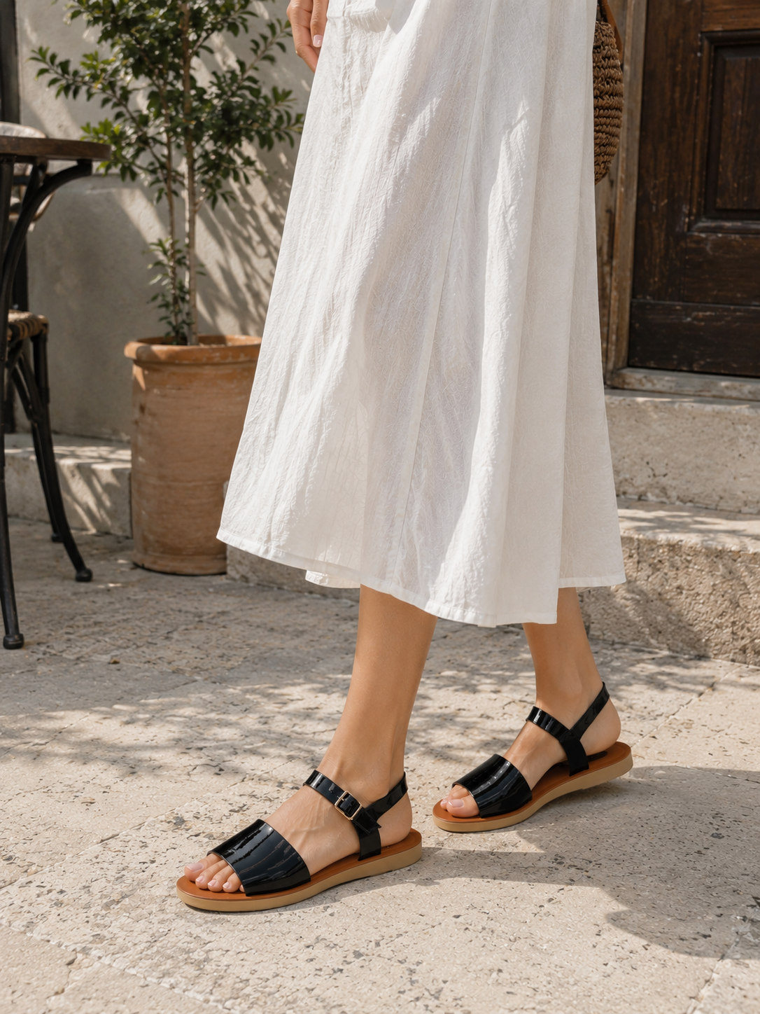 Ava Glossy Slingback Sandals