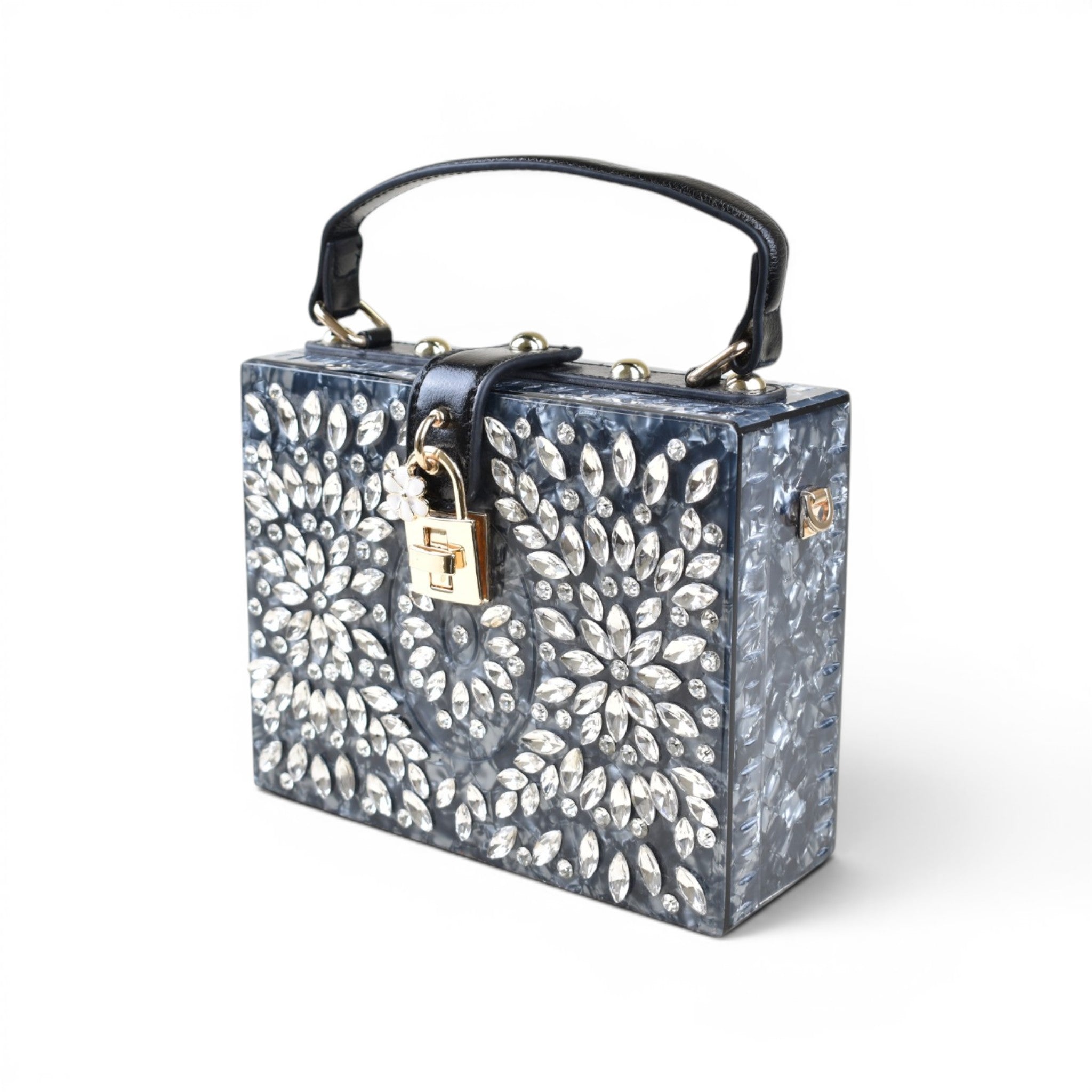 Floral Structured Top Handle Bag