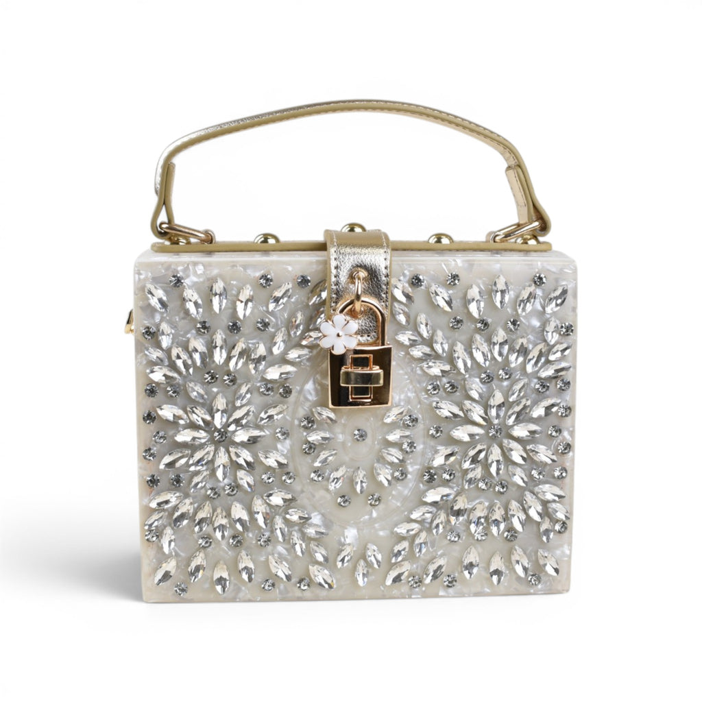 Floral Structured Top Handle Bag