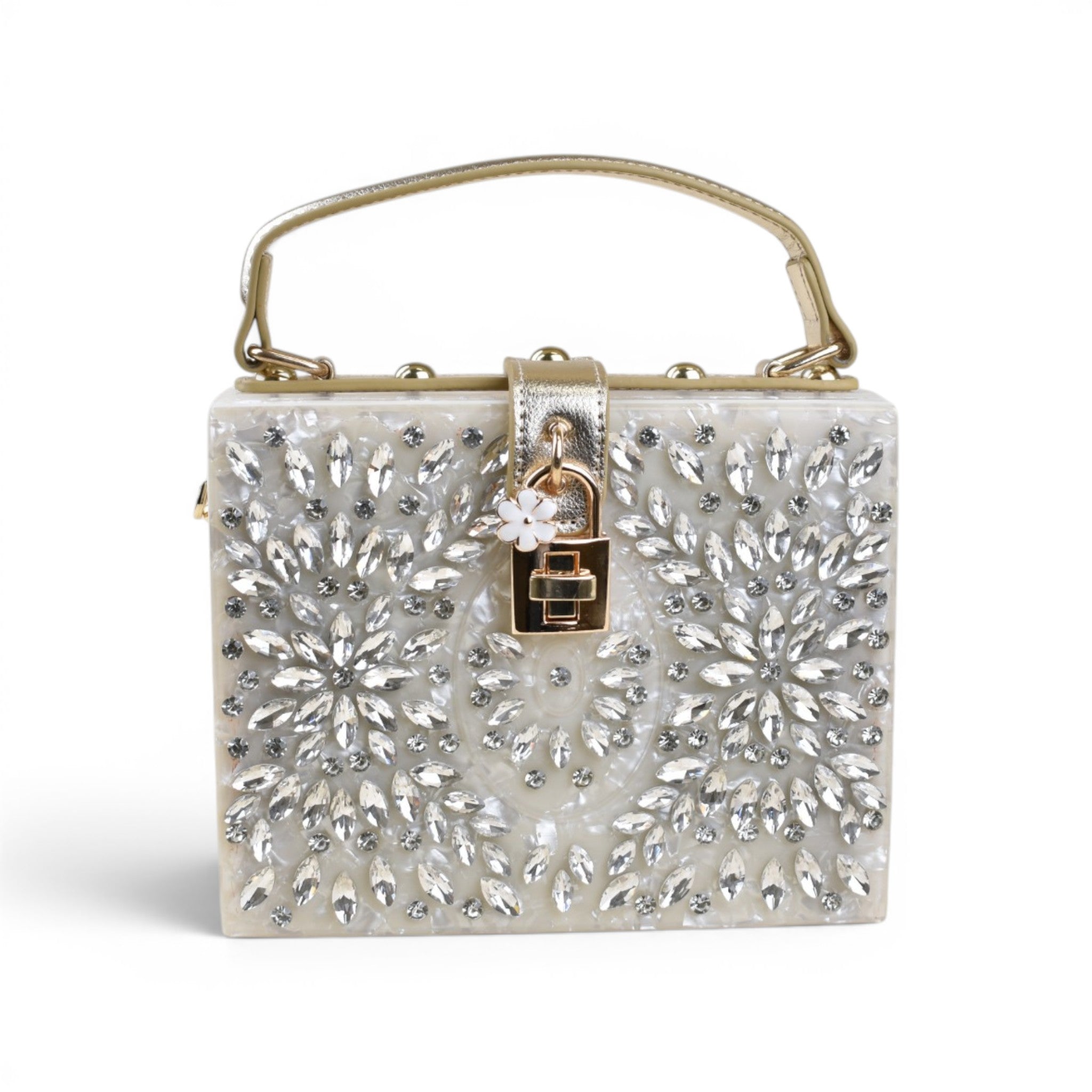 Floral Structured Top Handle Bag