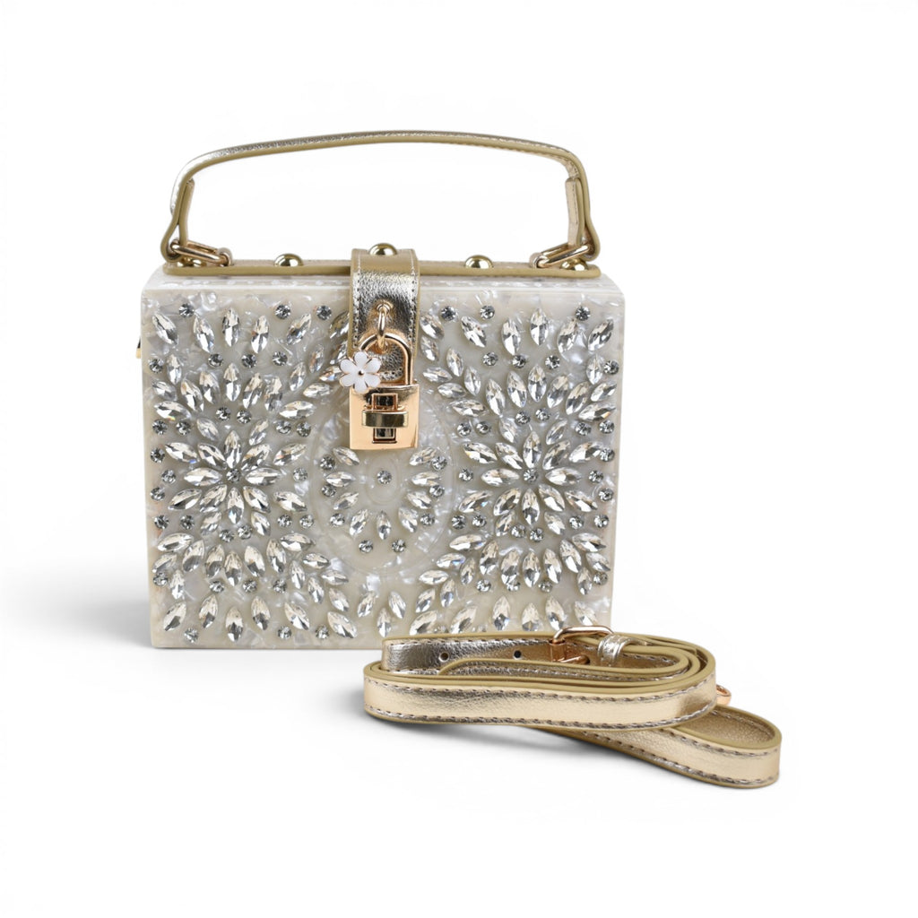 Floral Structured Top Handle Bag