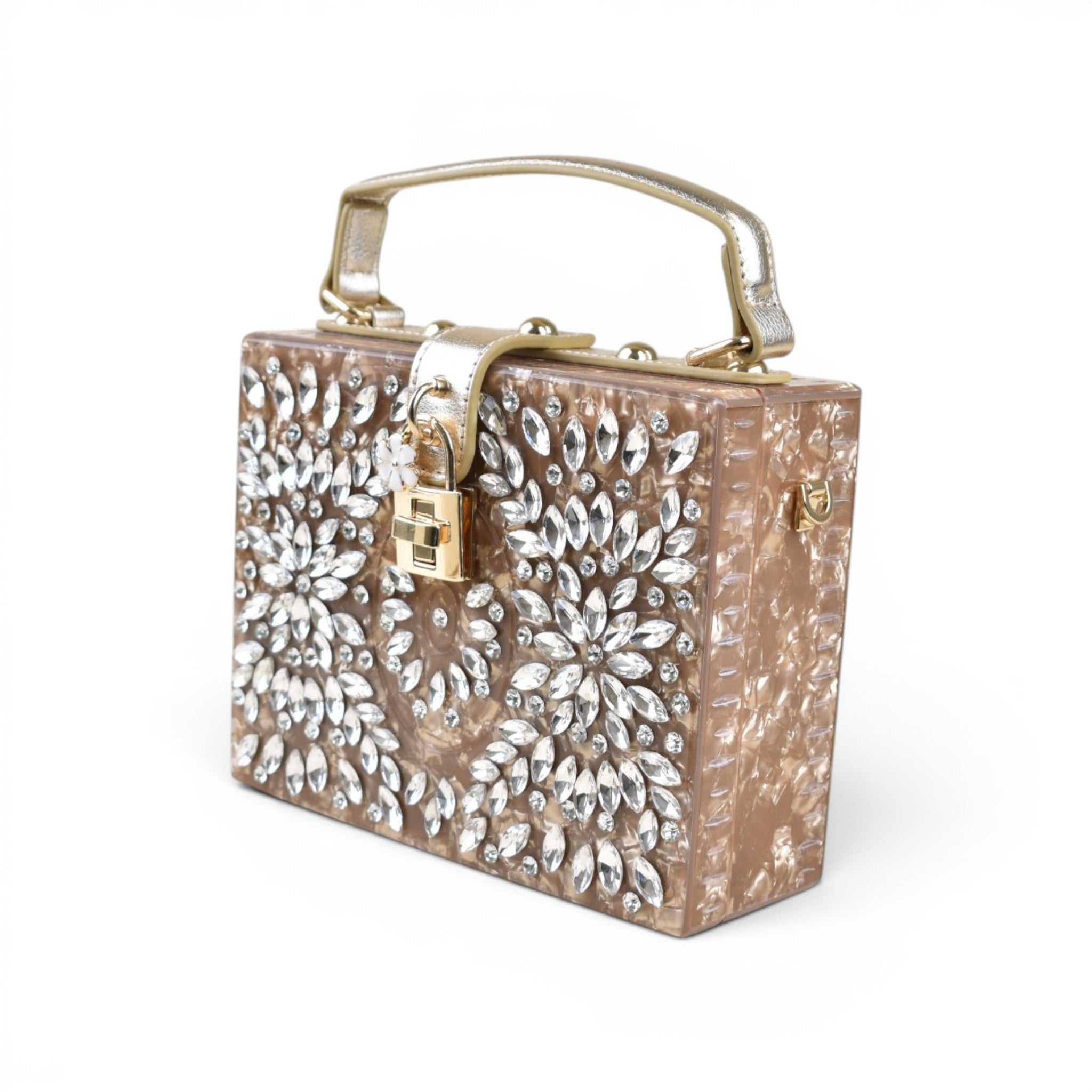 Floral Structured Top Handle Bag