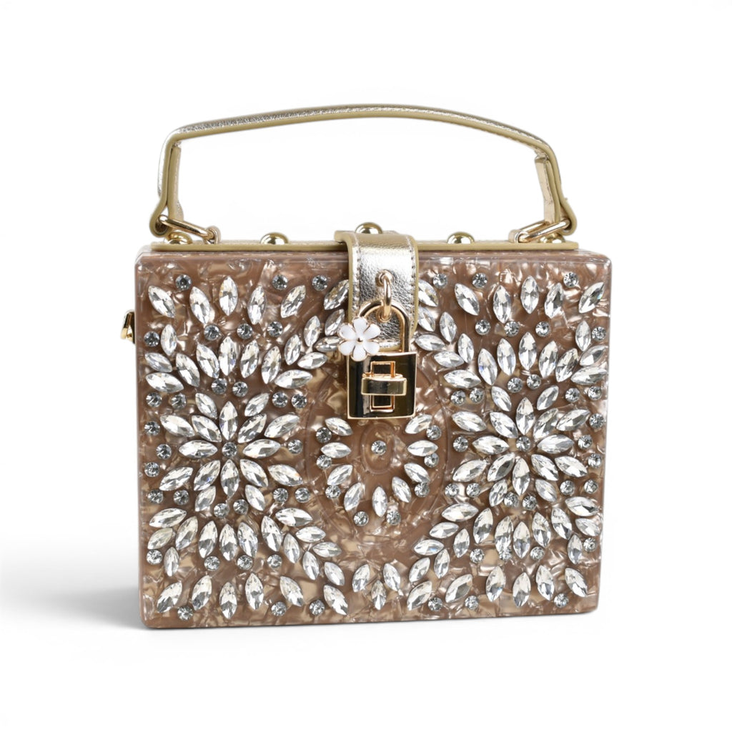 Floral Structured Top Handle Bag