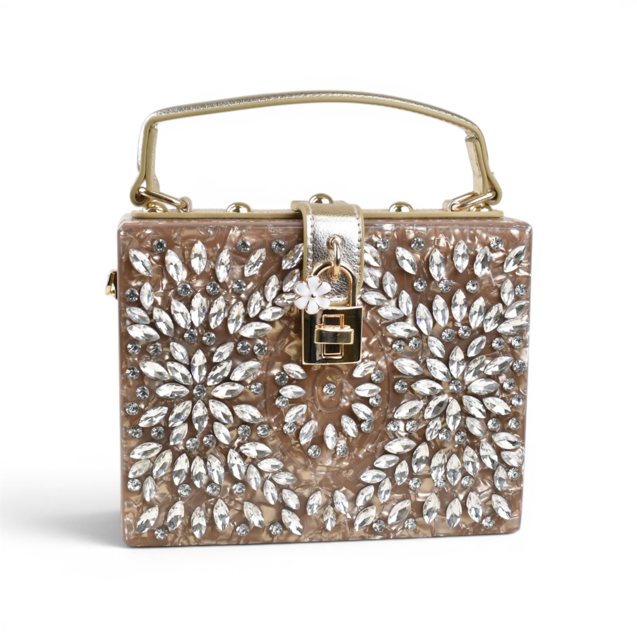 Floral Structured Top Handle Bag
