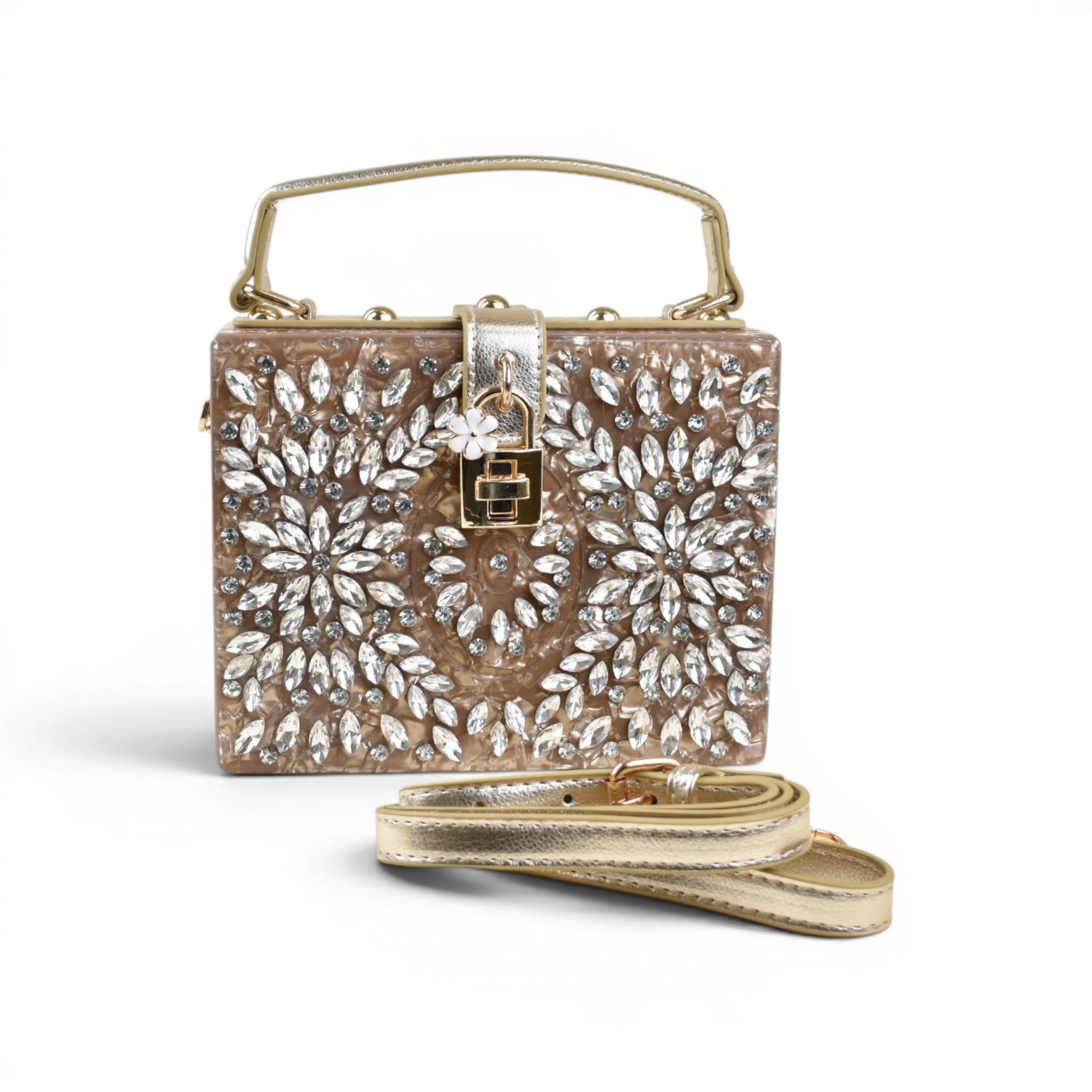 Floral Structured Top Handle Bag