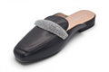 Noir Crystal Slide Sandals