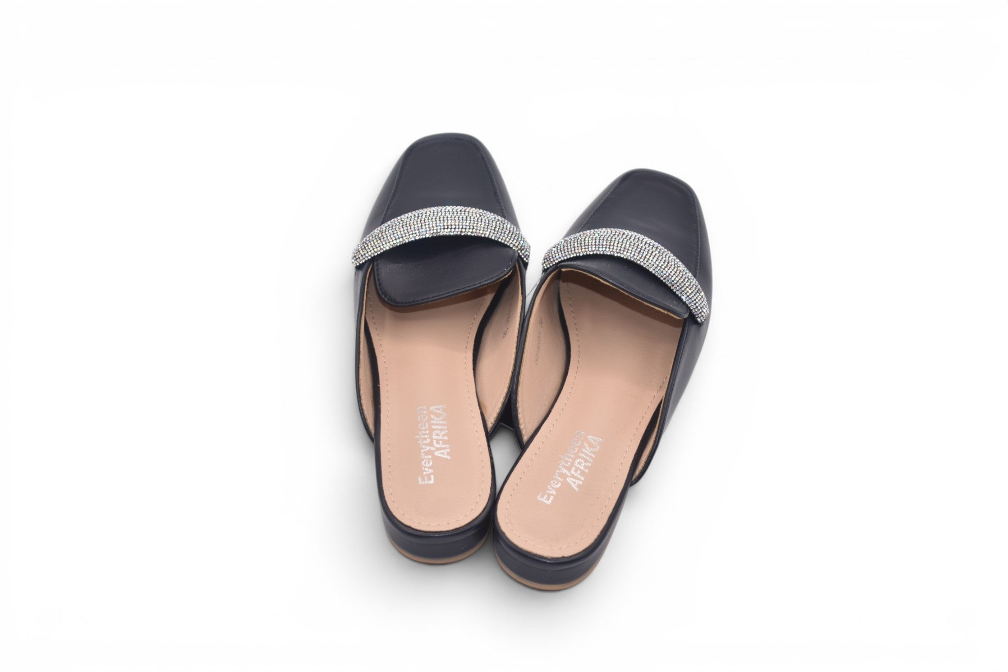 Noir Crystal Slide Sandals