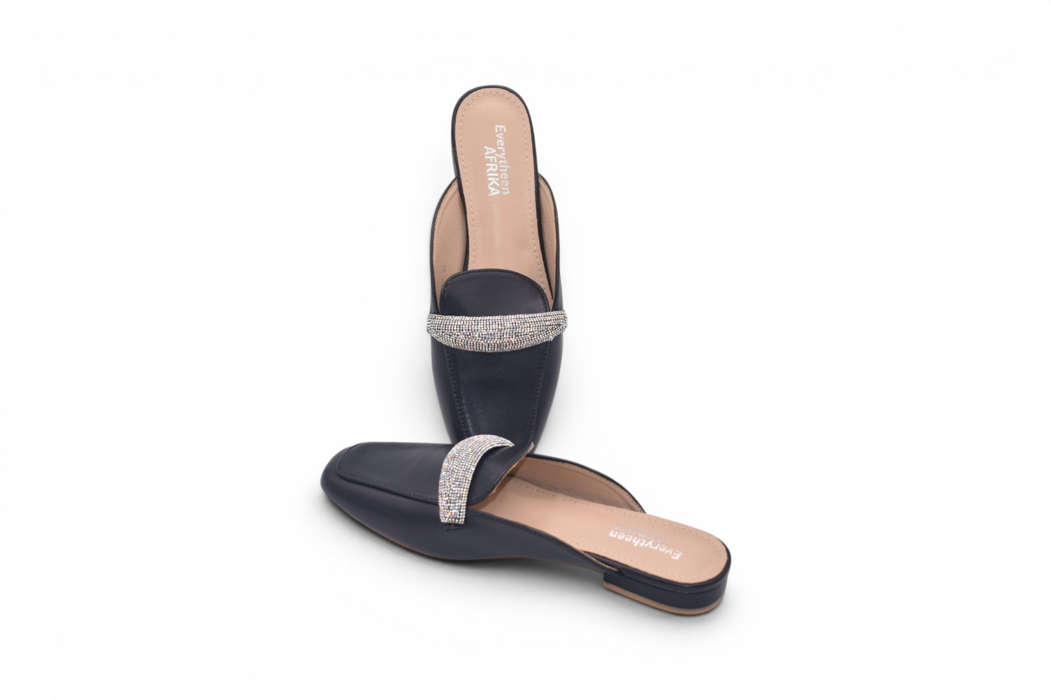 Noir Crystal Slide Sandals