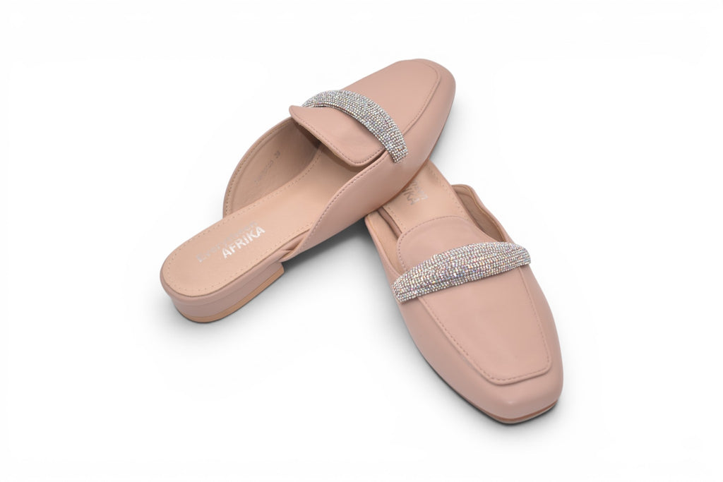 Noir Crystal Slide Sandals