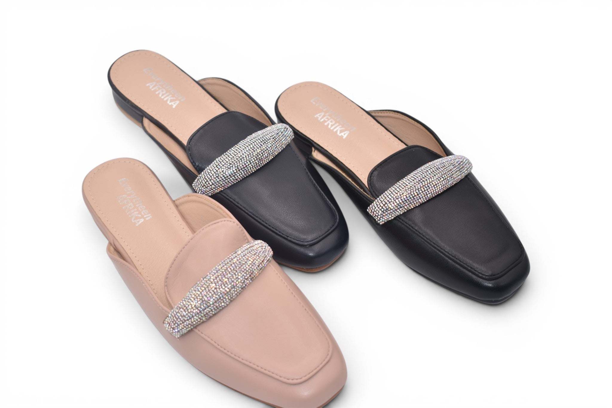 Noir Crystal Slide Sandals