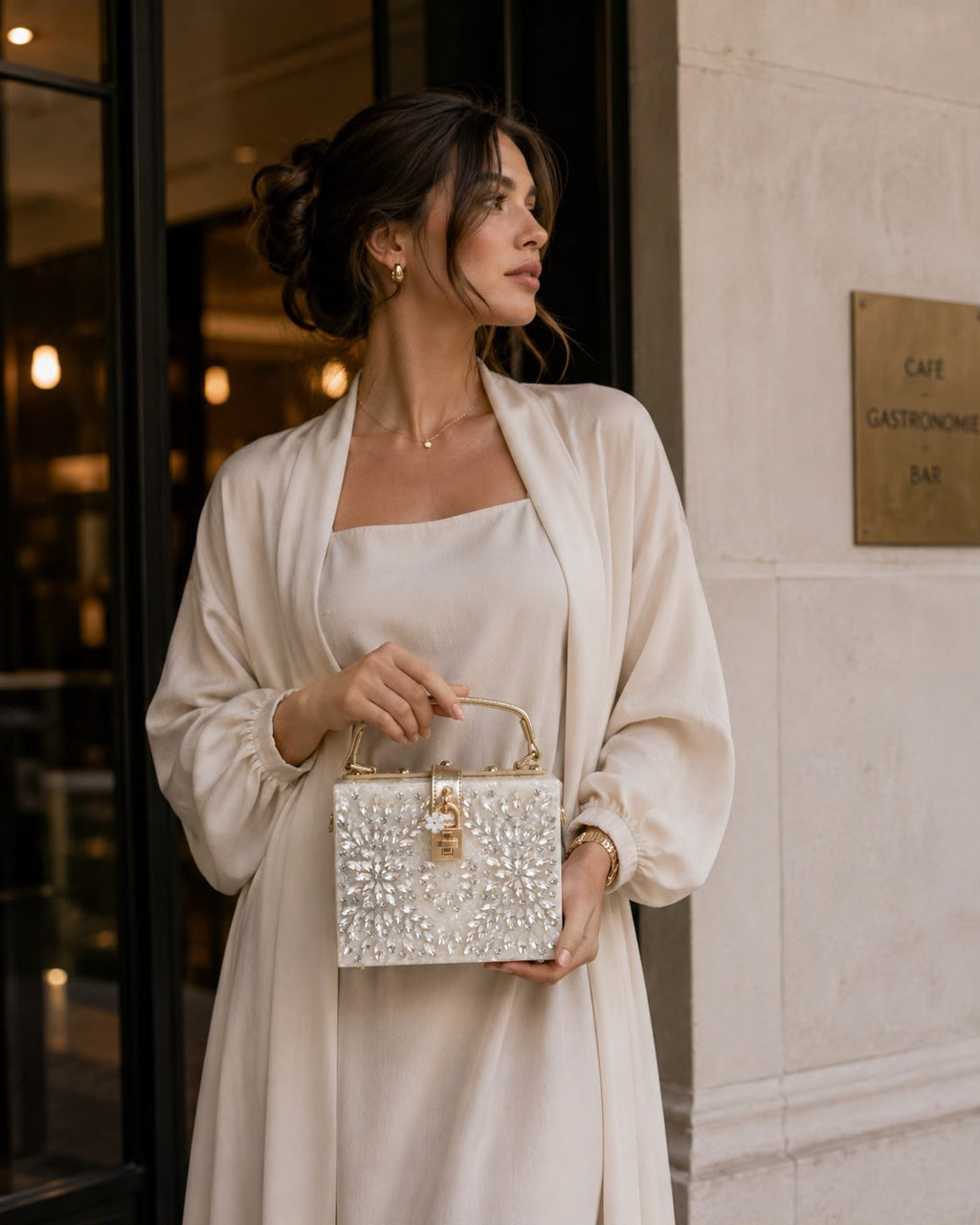 Floral Structured Top Handle Bag